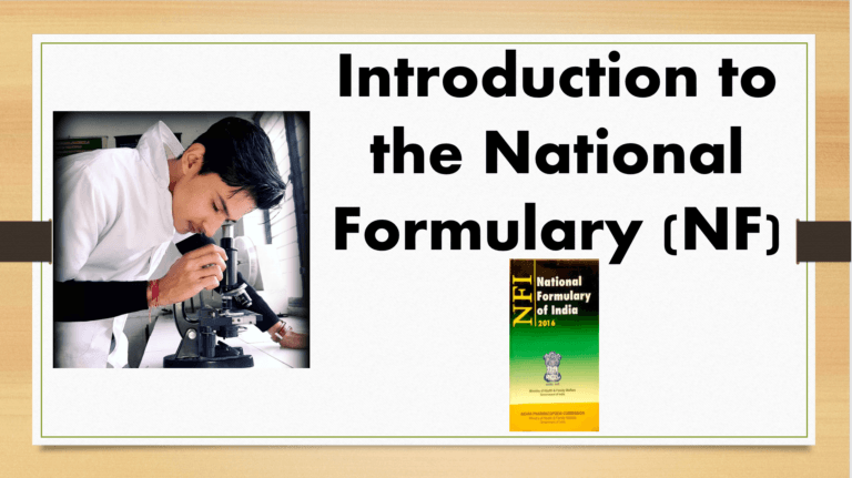 Introduction to the National Formulary (NF)