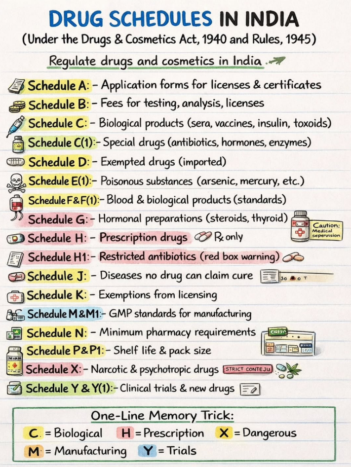 Pharmaceutical Schedules in India