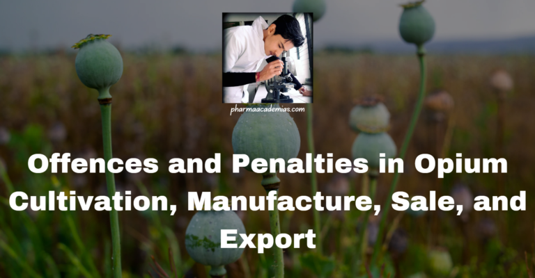 Offences and Penalties in Opium Cultivation, Manufacture, Sale, and Export