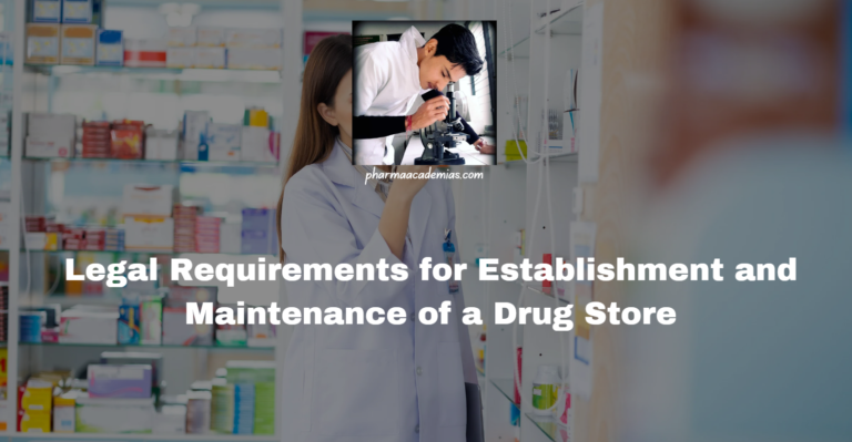 Legal Requirements for Establishment and Maintenance of a Drug Store
