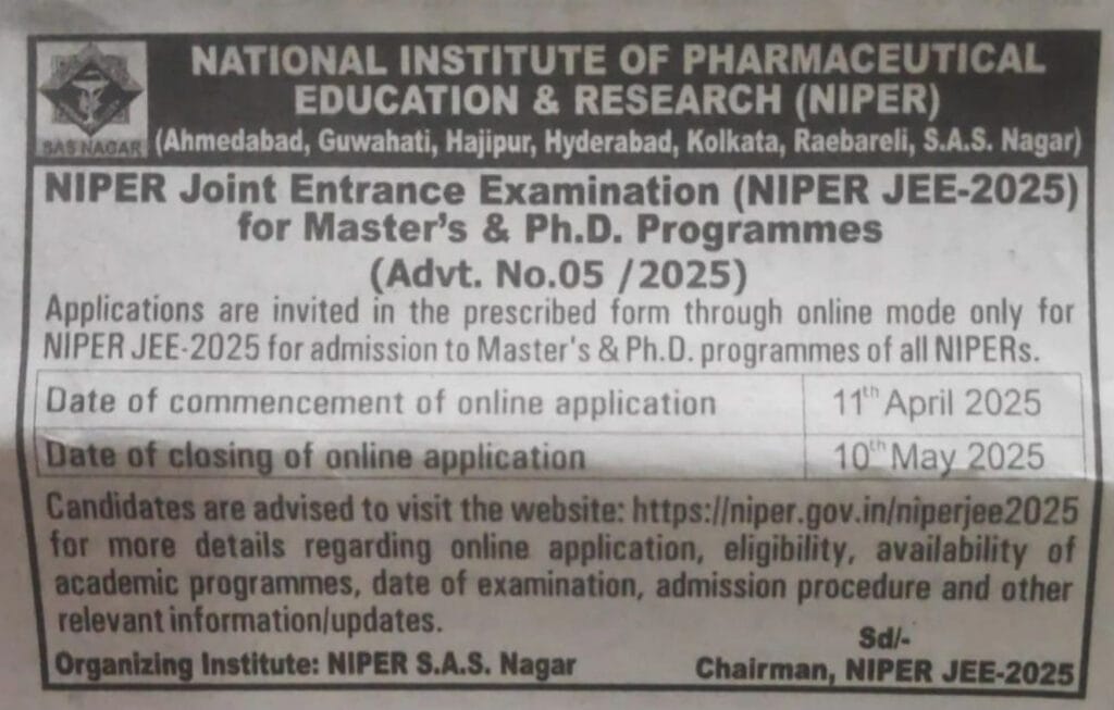 NIPER JEE-2025