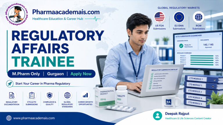 Regulatory Affairs Trainee Job in Gurgaon