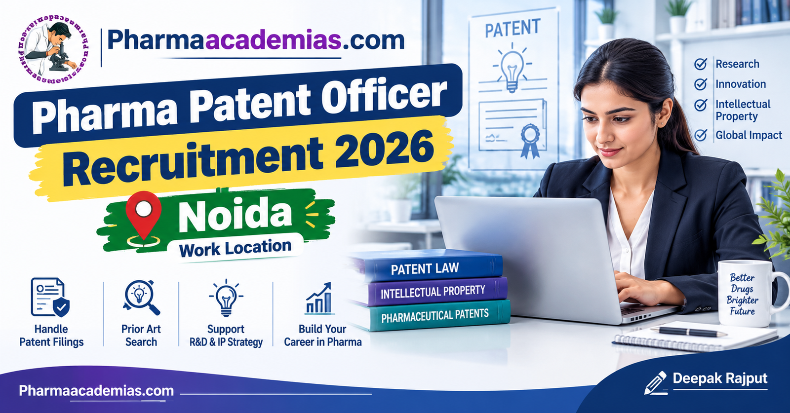 Pharma Patent officer Recruitment 2026 | Noida