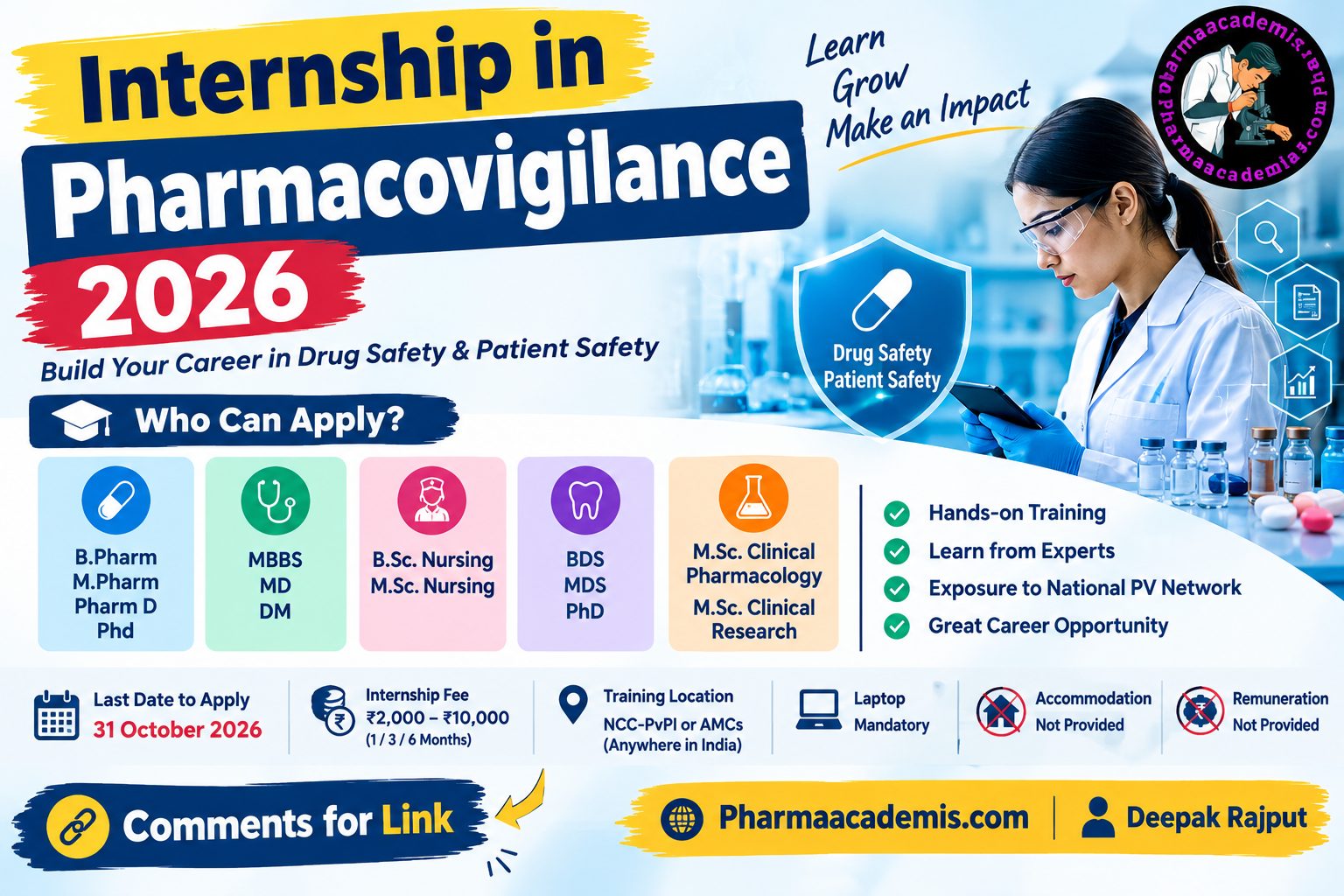 Internship in Pharmacovigilance 2026